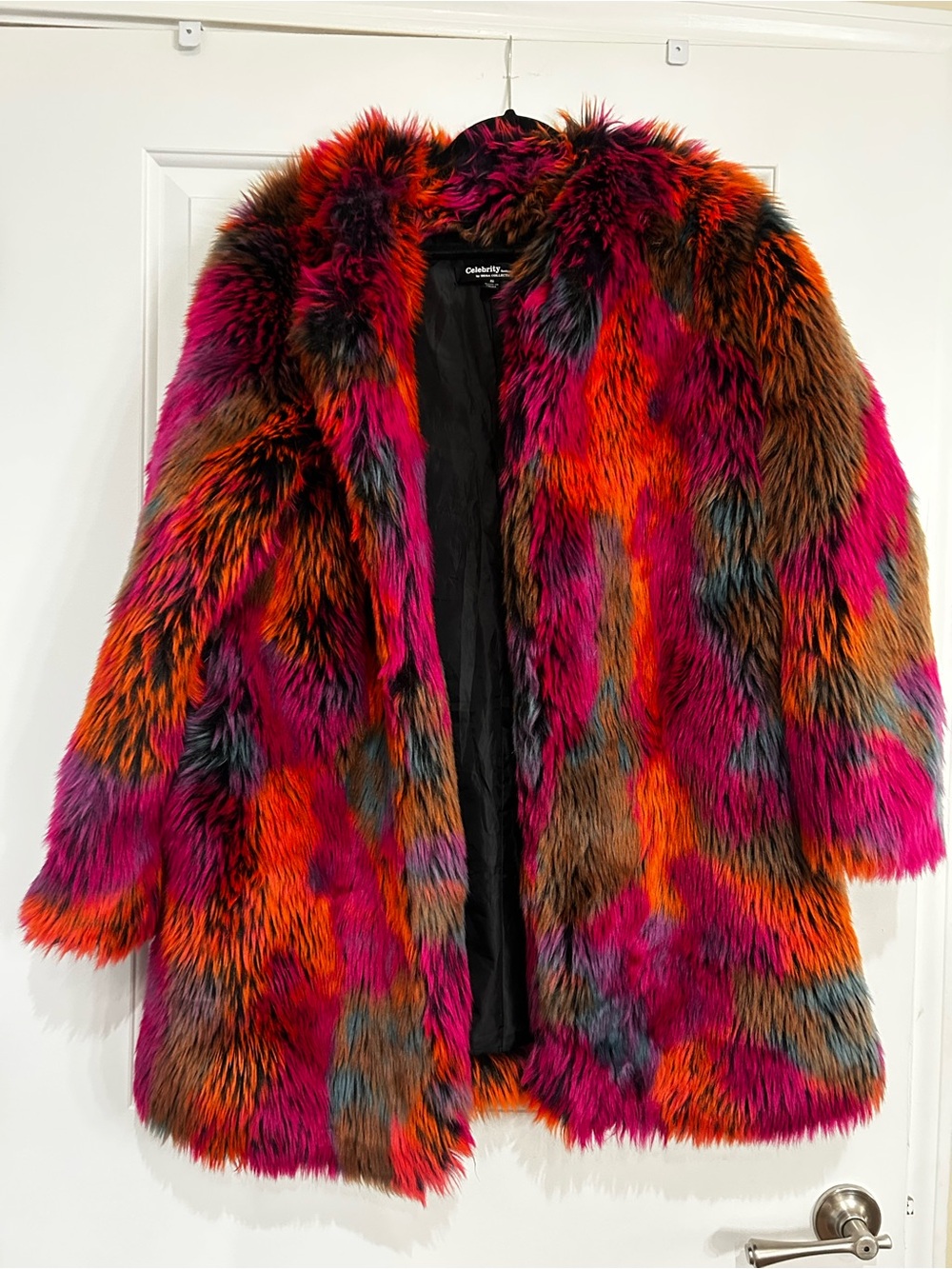 Vibrant Multi-Color Faux Fur Coat - Women's Jacket